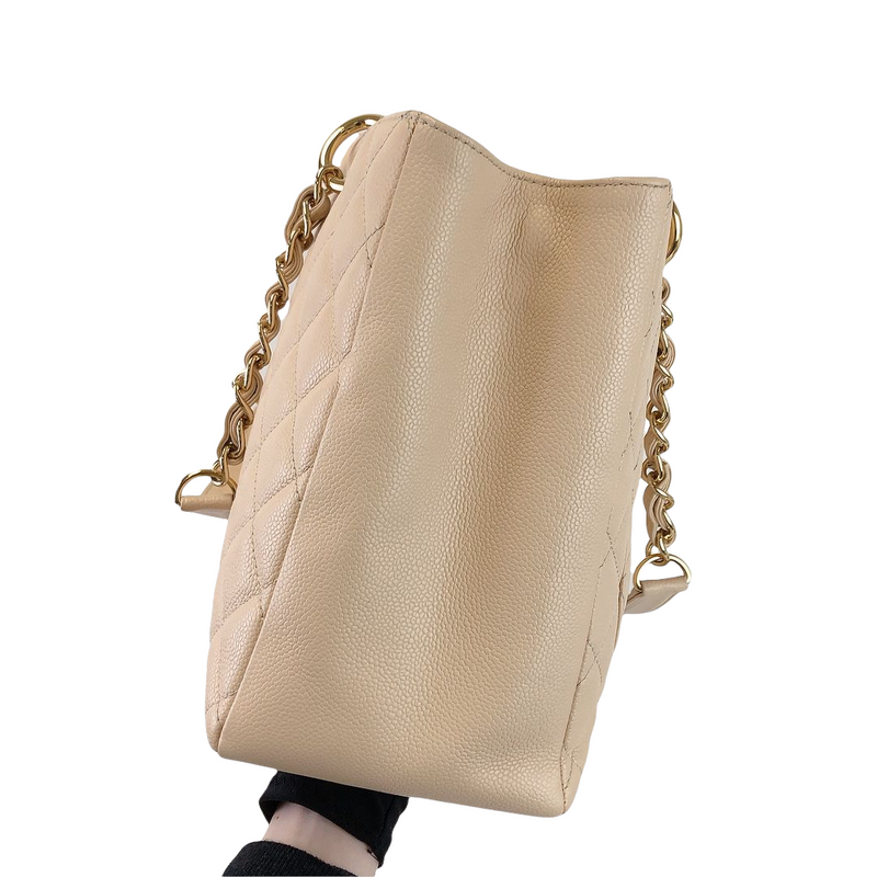 GST Grand Shopping Tote Beige Caviar GHW