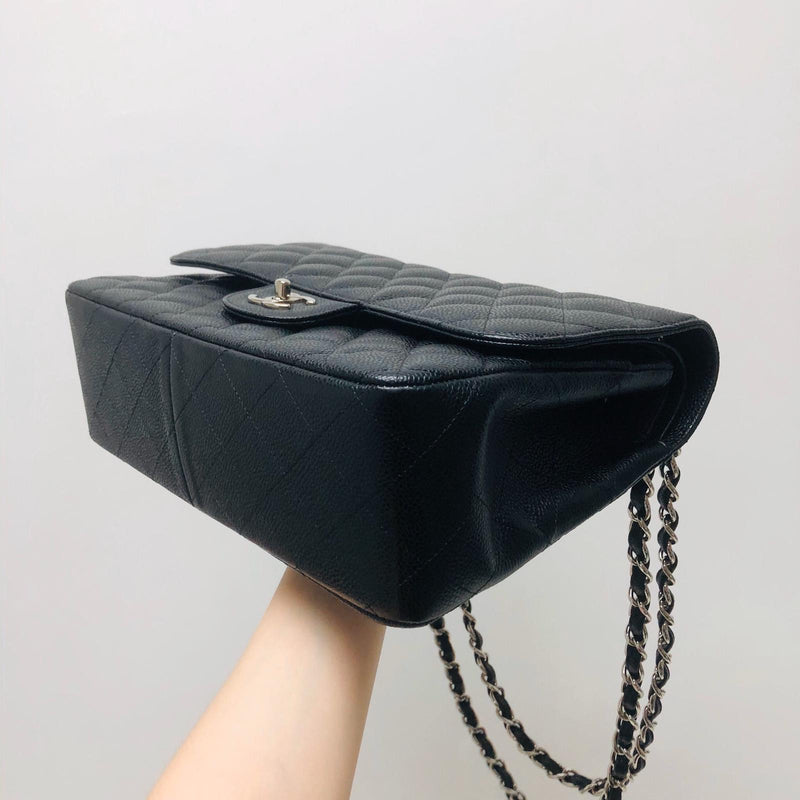 Classic Double Flap Jumbo Bag in Black Caviar with SHW
