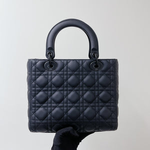 Lady Dior Lambskin Ultramatte Medium Black BHW