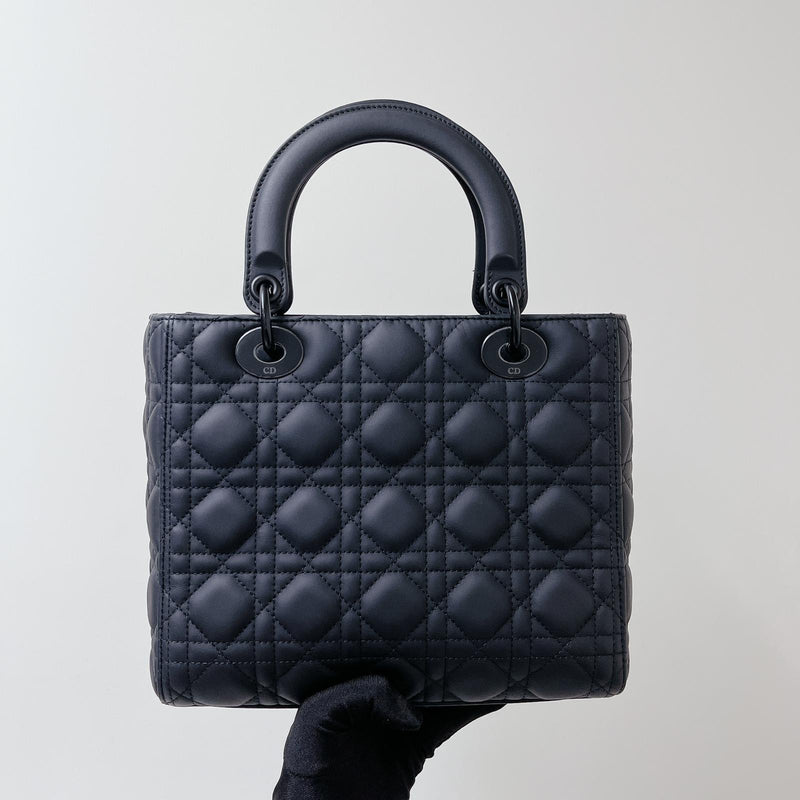 Lady Dior Lambskin Ultramatte Medium Black BHW