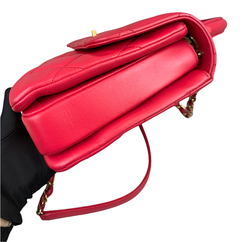 Small Trendy CC Flap Lambskin Red GHW