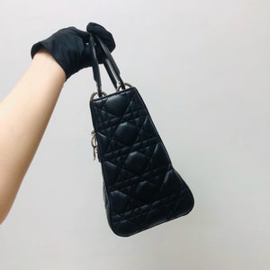 Classic Lambskin Cannage Medium Lady Dior Black Leather Bag