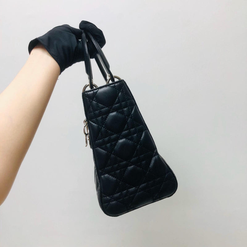 Classic Lambskin Cannage Medium Lady Dior Black Leather Bag