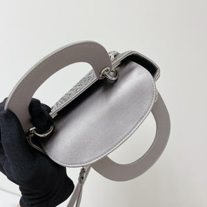 Embellished Cannage Satin Mini Lady Dior Grey