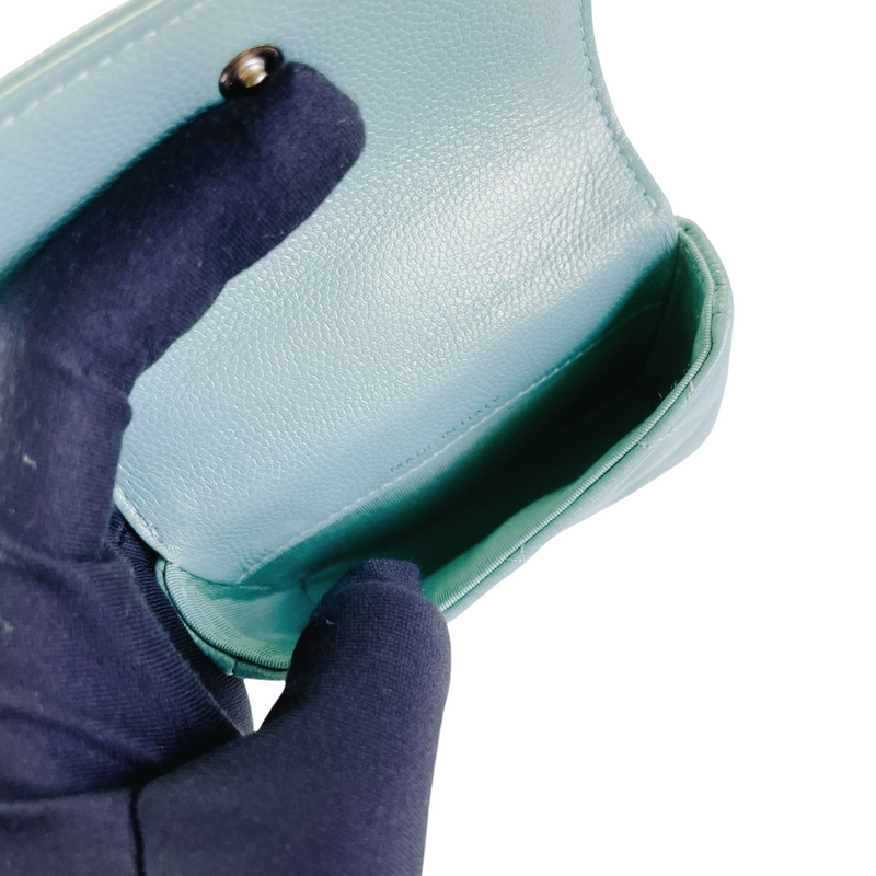 Caviar Quilted Pearl Card Holder Caviar Blue GHW