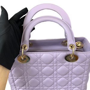 Medium Lady Dior Lambskin Lilac GHW