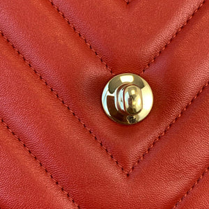 Small Trendy CC Chevron Lambskin Red GHW