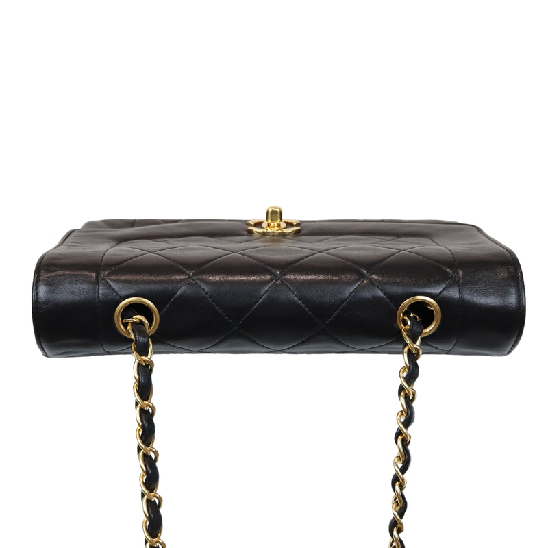 Small Classic Diana flap Black Lambskin GHW