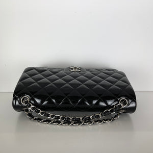 Double Flap Jumbo Quilted Patent in Black SHW