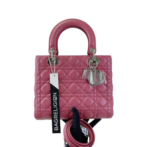 Lady Dior Cannage Lambskin Medium  Pink SHW