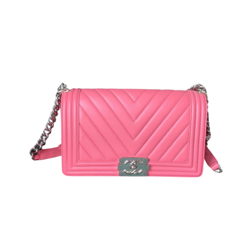 Le Boy Chevron Calfskin Old Medium Pink SHW