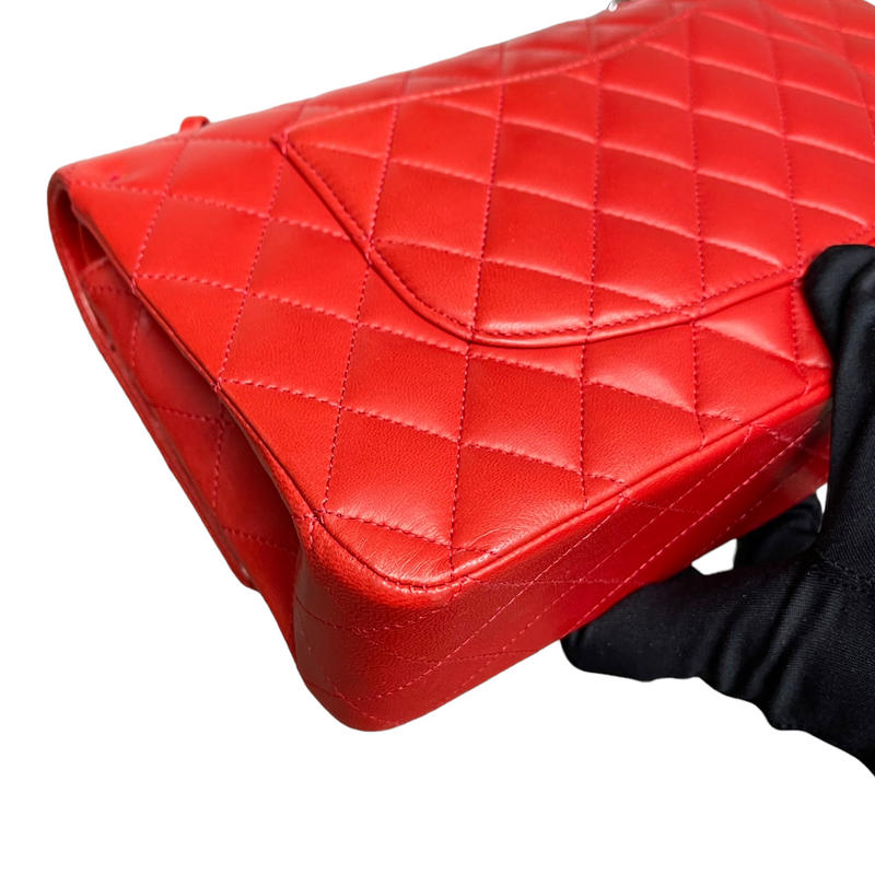 Medium Classic Double Flap Lambskin Red SHW