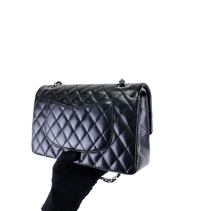Medium Classic Double Flap Lambskin Black SHW