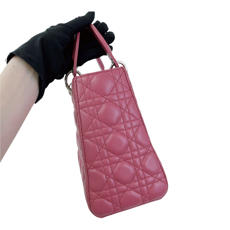 Lady Dior Cannage Lambskin Medium  Pink SHW