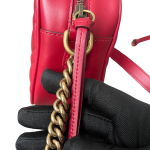 Small GG Marmont Matelassé Red GHW