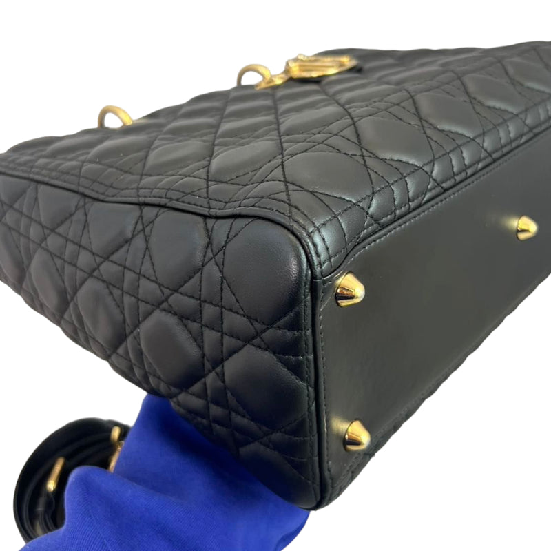 Large Lady Dior Lambskin Black GHW