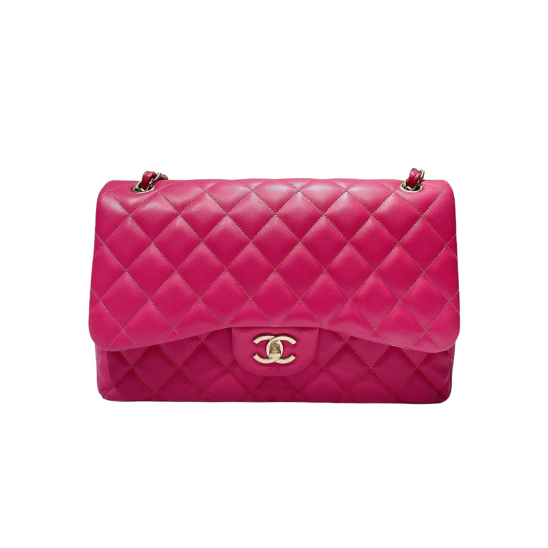 CHANEL, Bags, Chanel Hot Pink Magenta Rare Vintage Silk Vegan Gold Hw  Mirror Interior Bag