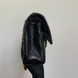Vintage Lambskin Double Flap M/L with GHW In black