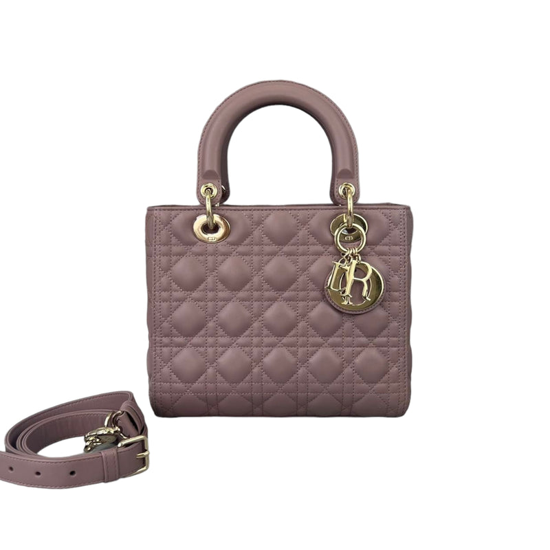 Lady Dior Lambskin Medium Taupe Flap GHW