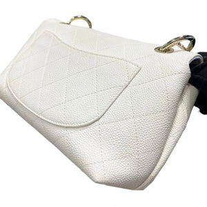 Quilted Caviar Top Chain Mini White GHW