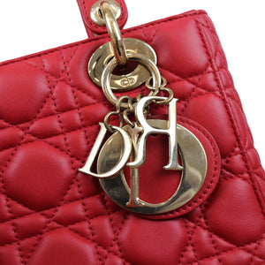 Small My Lady Dior Lucky Badges Lambskin Red GHW