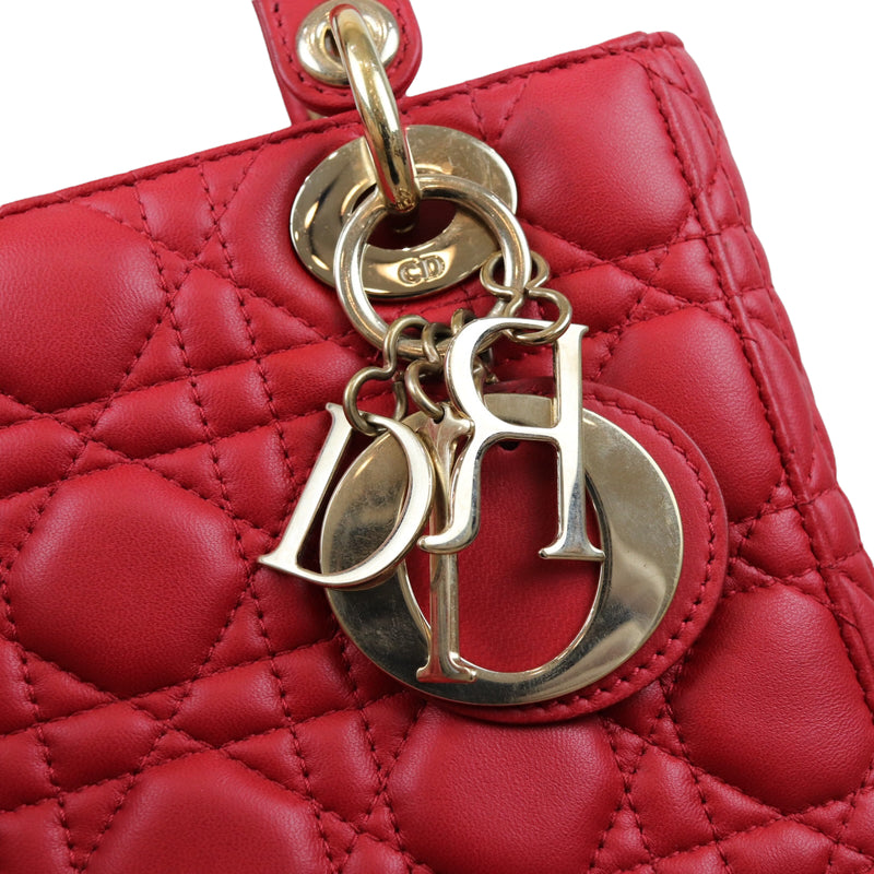 Small My Lady Dior Lucky Badges Lambskin Red GHW