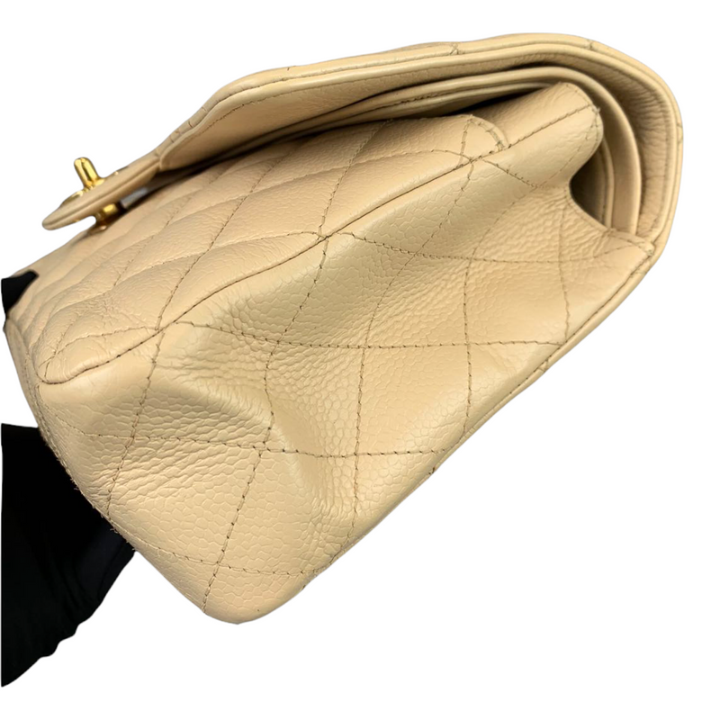 Classic Double Flap Caviar Medium Beige GHW