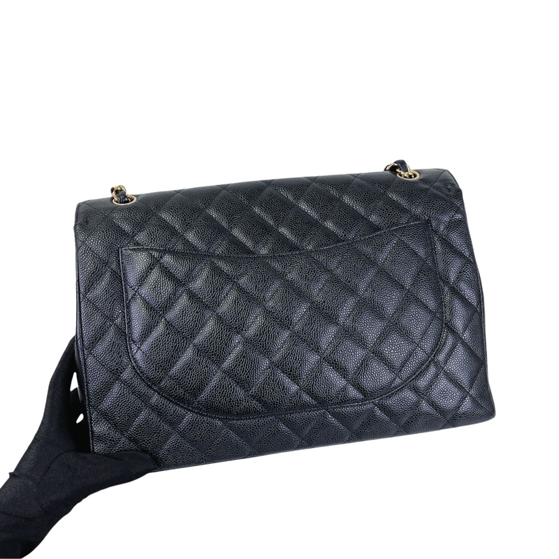 Classic Single Flap Maxi Caviar Black GHW