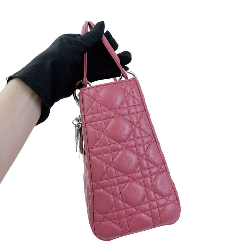 Lady Dior Cannage Lambskin Medium  Pink SHW