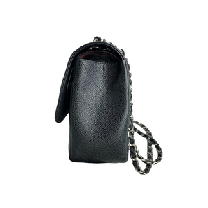 Classic Double Flap Jumbo Caviar Black SHW