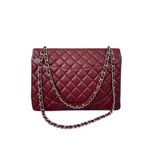 Single Flap Maxi Caviar Maroon SHW