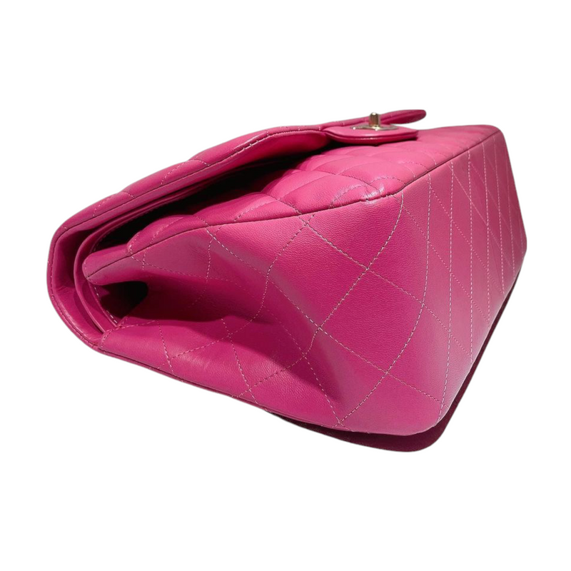 Classic Double Flap Jumbo Lambskin Hot Pink GHW