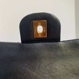 Vintage Lambskin Double Flap M/L with GHW In black