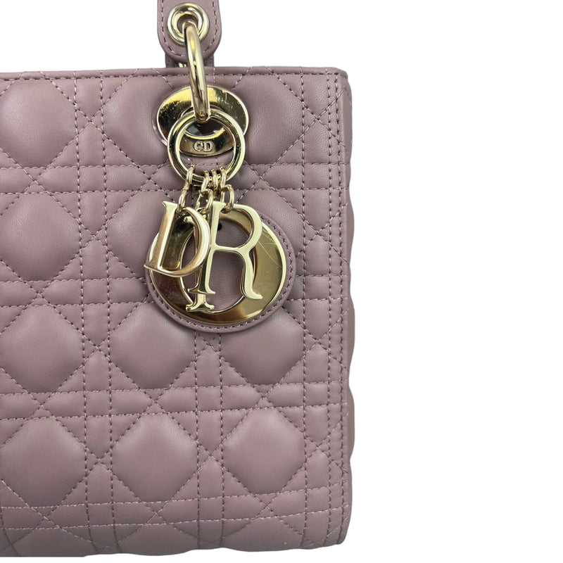 Lady Dior Lambskin Medium Taupe Flap GHW