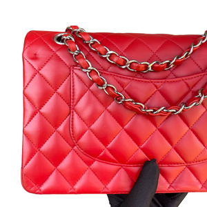 Classic Medium Flap Lambskin Flap Red SHW