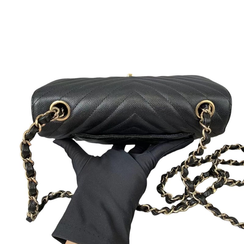 Mini Flap Chevron Caviar Black GHW
