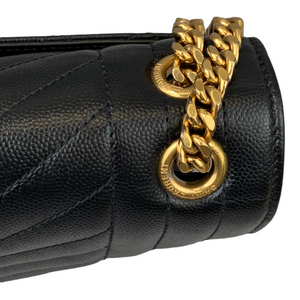 Medium Envelope Flap Leather Black GHW