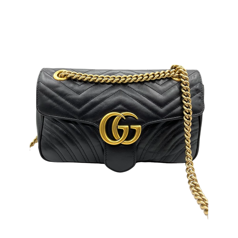 GG Marmont Small Matelassé Black GHW