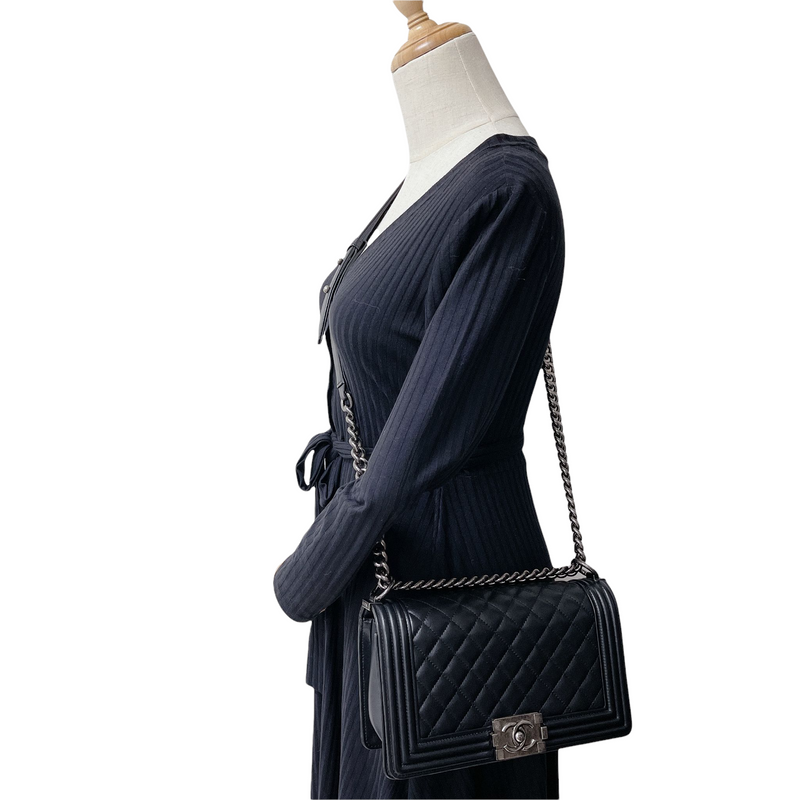 Boy Old Medium Calfskin Black RHW