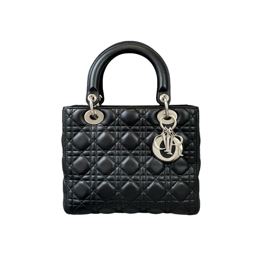 Lambskin Medium Lady Dior Black SHW