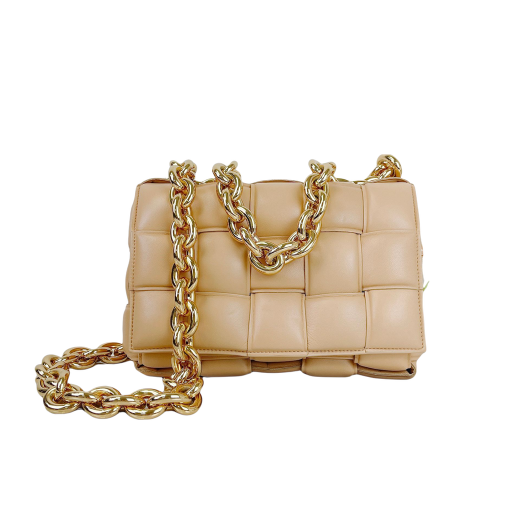 Padded Cassette Bag Leather Beige GHW