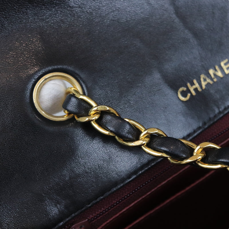Small Classic Diana flap Black Lambskin GHW