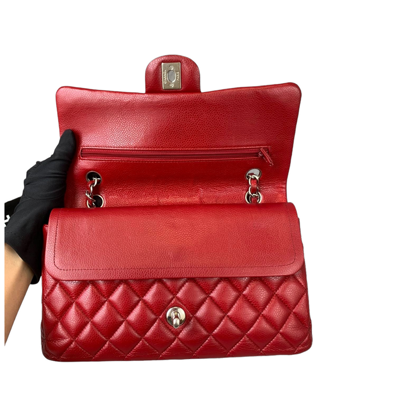 Classic Flap Caviar Medium Red SHW