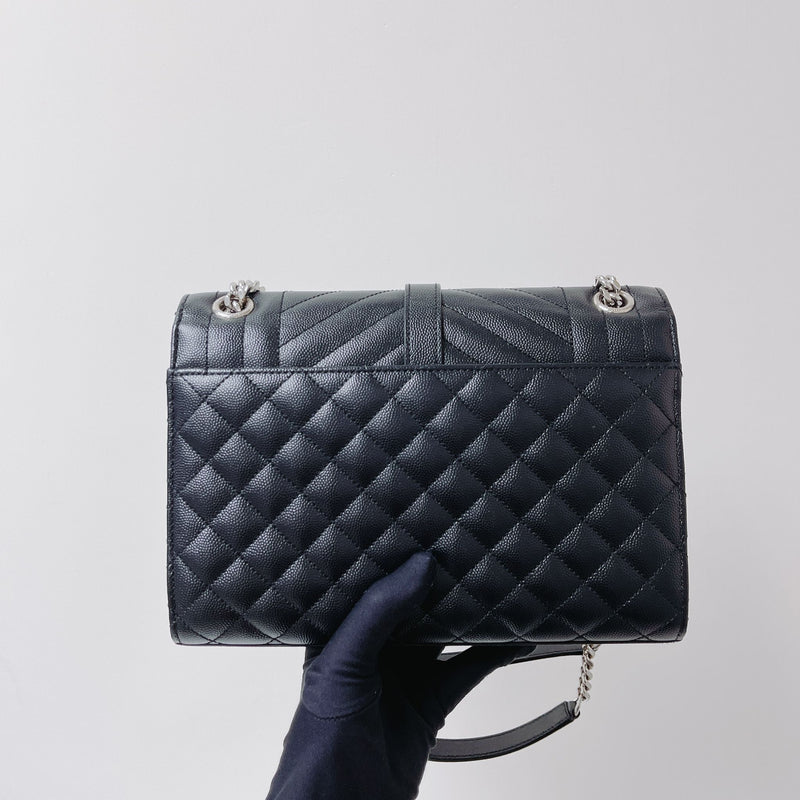 Quilted Envelope Medium Bag Black SHW