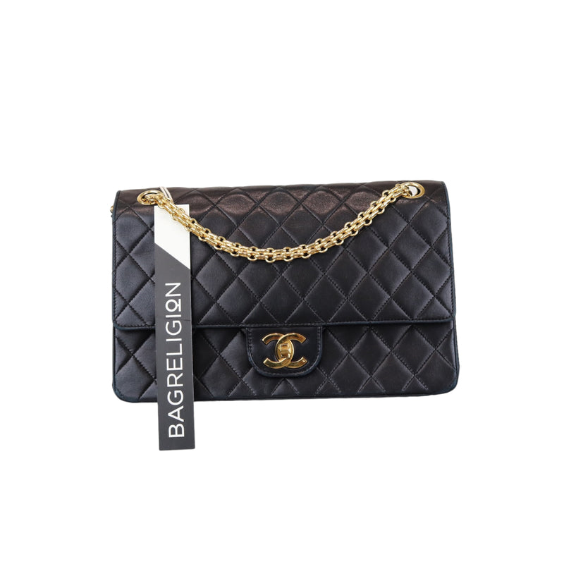 Mademoiselle Vintage Double Flap Medium Black GHW