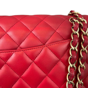 Chanel Double Flap Jumbo Lambskin Red GHW