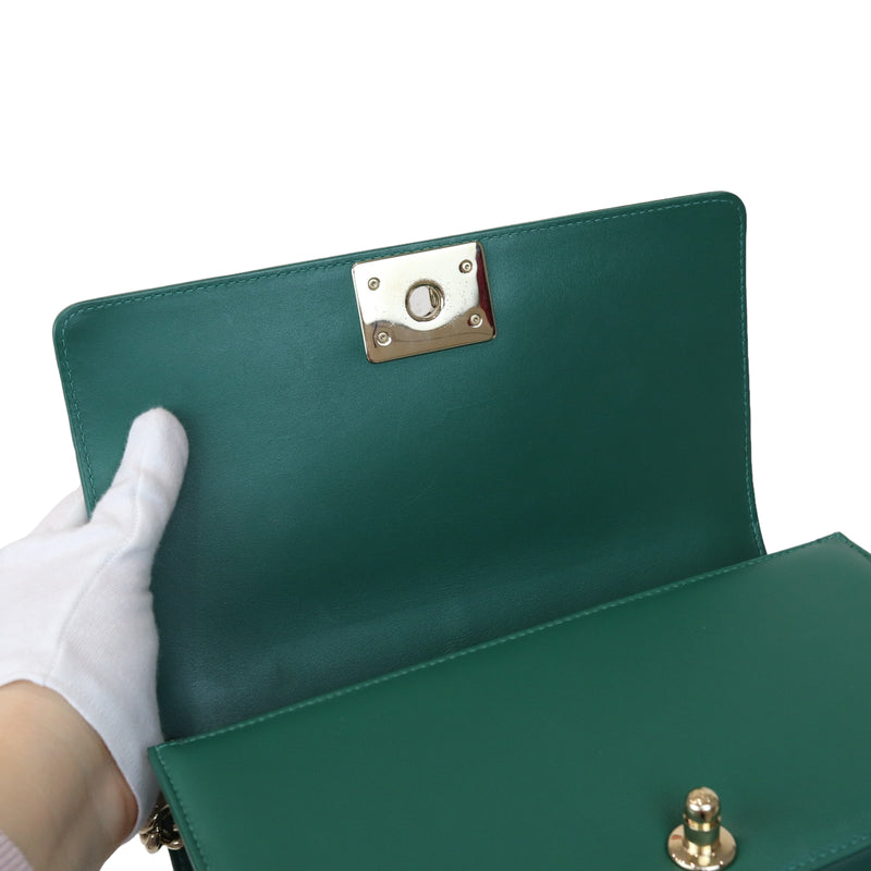 Old Medium Le Boy Green Lambskin GHW