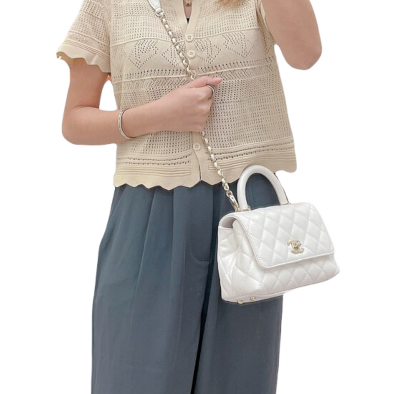 Chanel Coco Handle Mini Caviar White LGHW Bag Religion