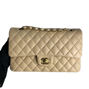 Classic Flap Medium Lambskin Beige GHW