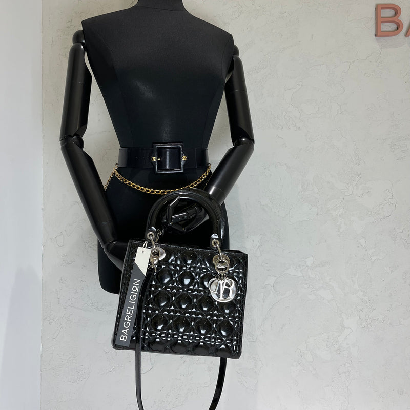 Lady Dior Medium Patent Black SHW